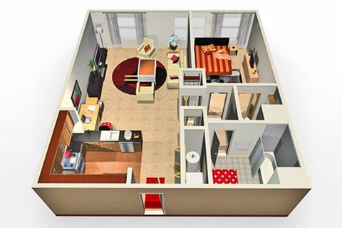 a floor plan of a 1 bedroom apartment